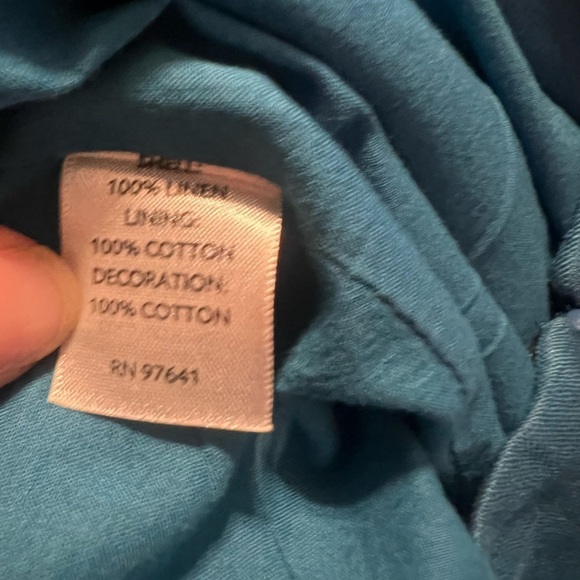 J. Jill cyan 100% linen prairie tiered crochet and lace maxi skirt cottagecore - Picture 9 of 11